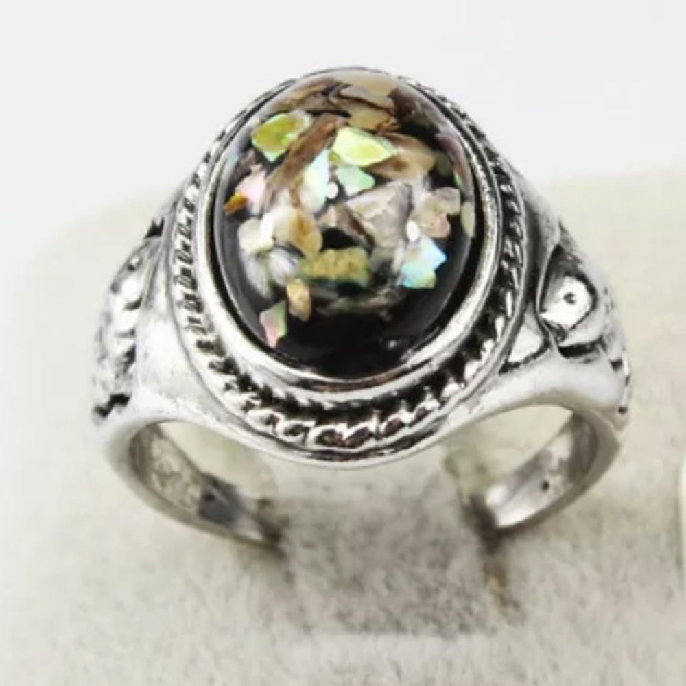 ◾️ Amber Shells Gemstone Fish Ring